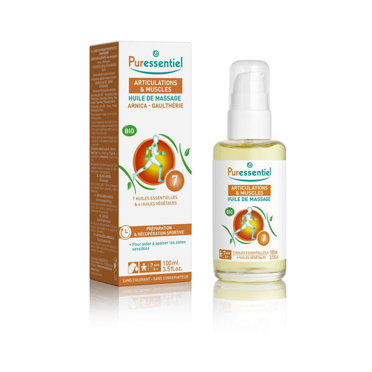 Huile Massage Articulations & Muscles Arnica Gaulthérie Huiles Essentielles Bio PURESSENTIEL le flacon de 100mL