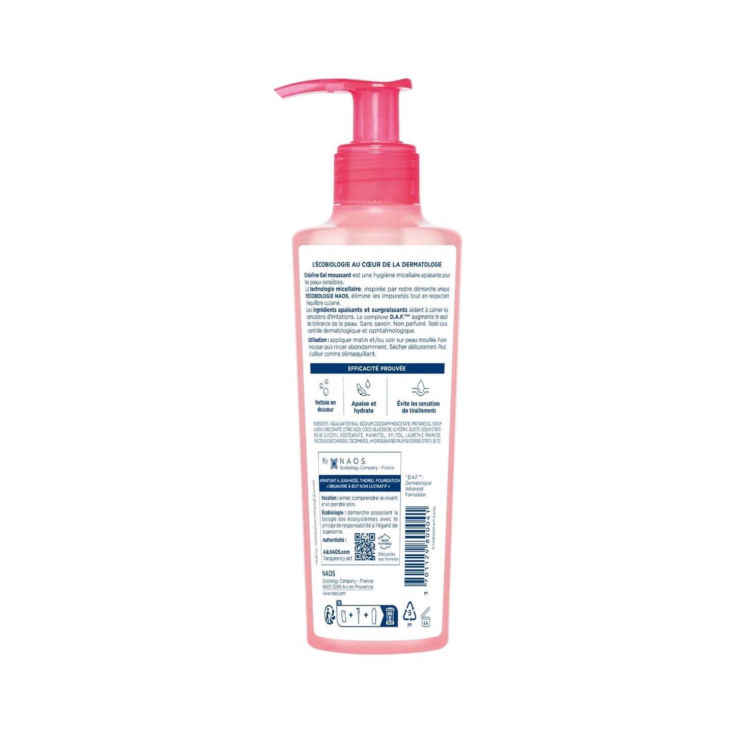 Gel moussant Nettoyant Doux Peau Sensible Créaline BIODERMA 