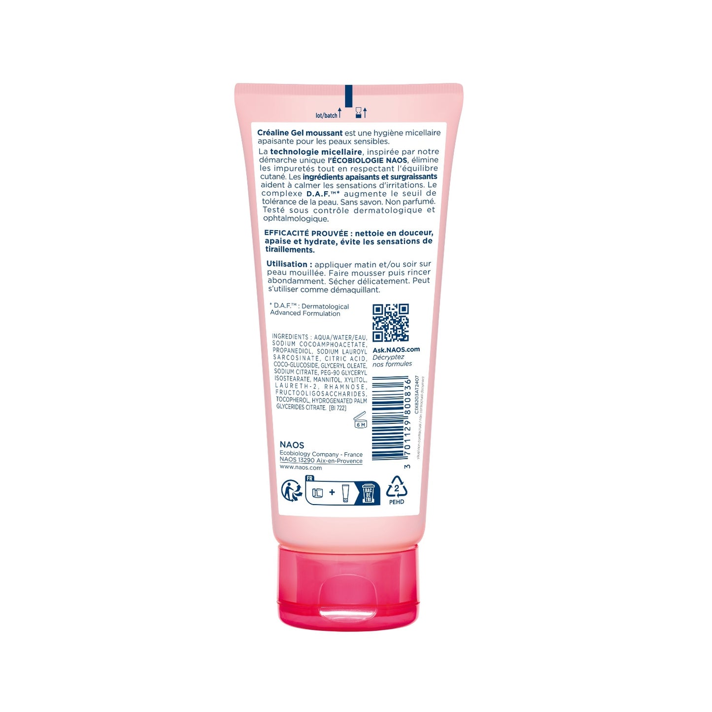 Gel Moussant Corps Peau Sensible Nettoie Apaise Hydrate BIODERMA
