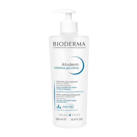 Gel Douche Corps Visage Anti-Démangeaisons Apaisant Relipidant Peaux Sèches Sensibles Irritées à Atopiques BIODERMA la pompe de 500mL
