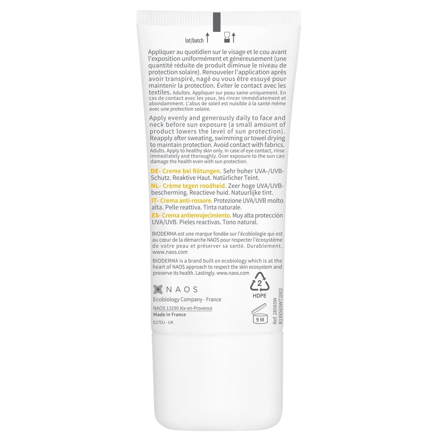 Crème solaire Visage Peau Réactive Spf 50+ Teinté Anti-rougeurs Photoderm AR BIODERMA 