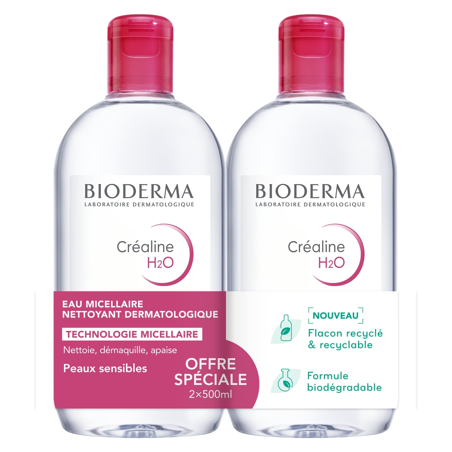 Eau micellaire Visage Nettoyante Démaquillante Peaux Sensibles Créaline H2O BIODERMA 