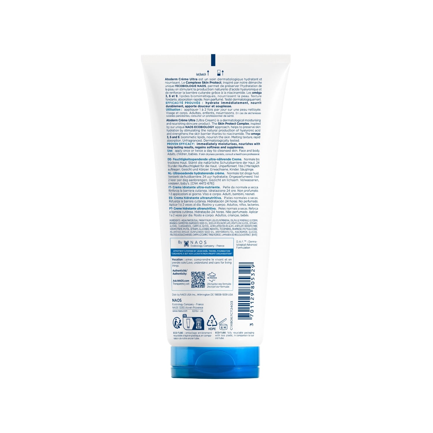 Crème Corps Peau Sèche à Très Sèche 24h Ultra-Nourrissante Atoderm BIODERMA 