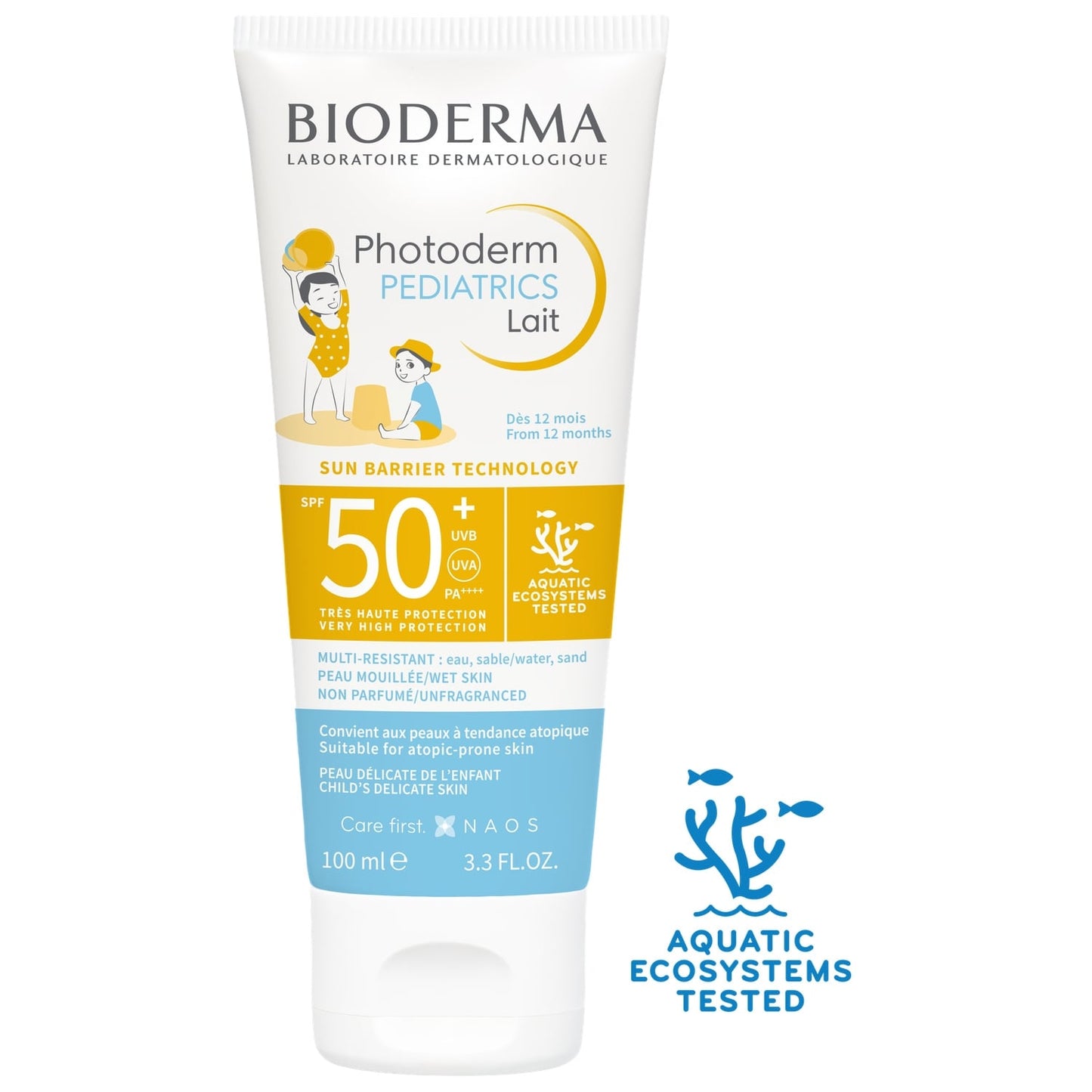 Lait solaire Enfant Visage et Corps Très Haute Protection Spf50+ Multi-résistant Photoderm Pediatrics BIODERMA 
