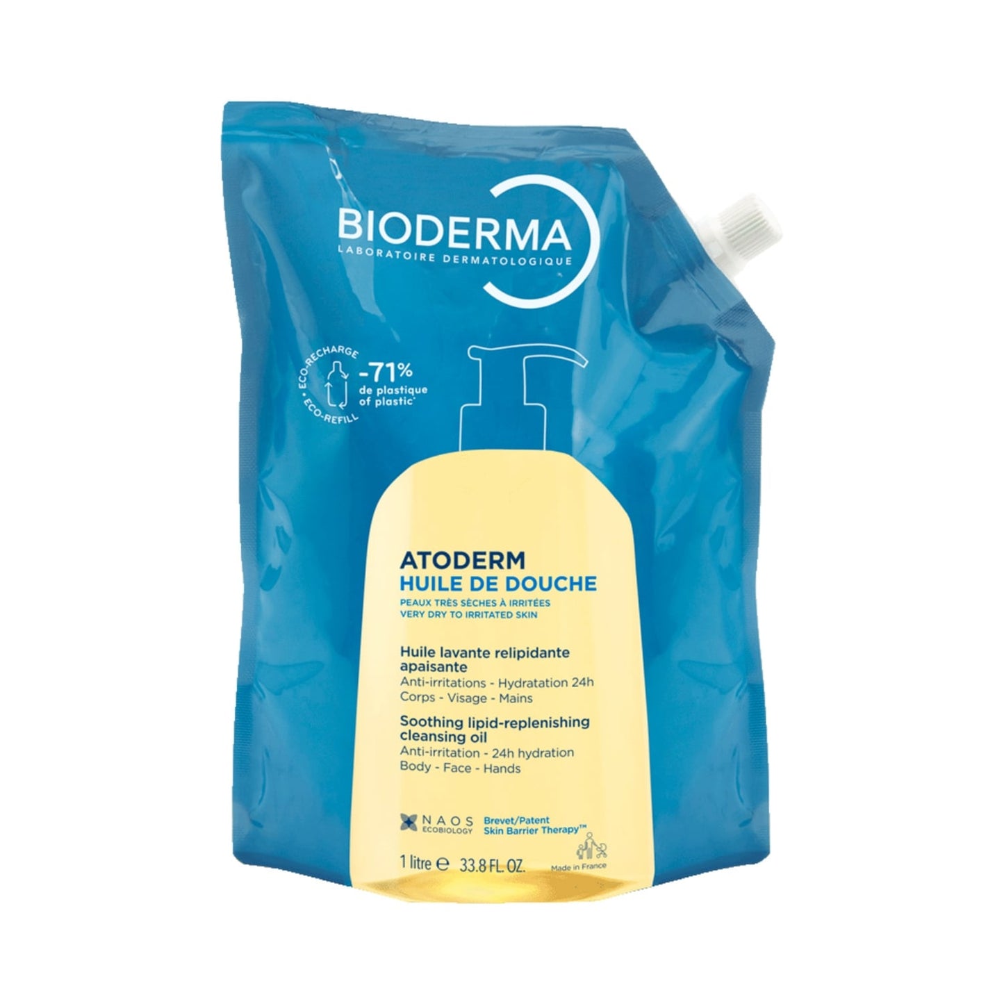 Huile de douche Corps Peau Sèche Sujette Eczéma Atopique Ultra Nourrissant Hydratation 24H Eco Recharge Atoderm BIODERMA 