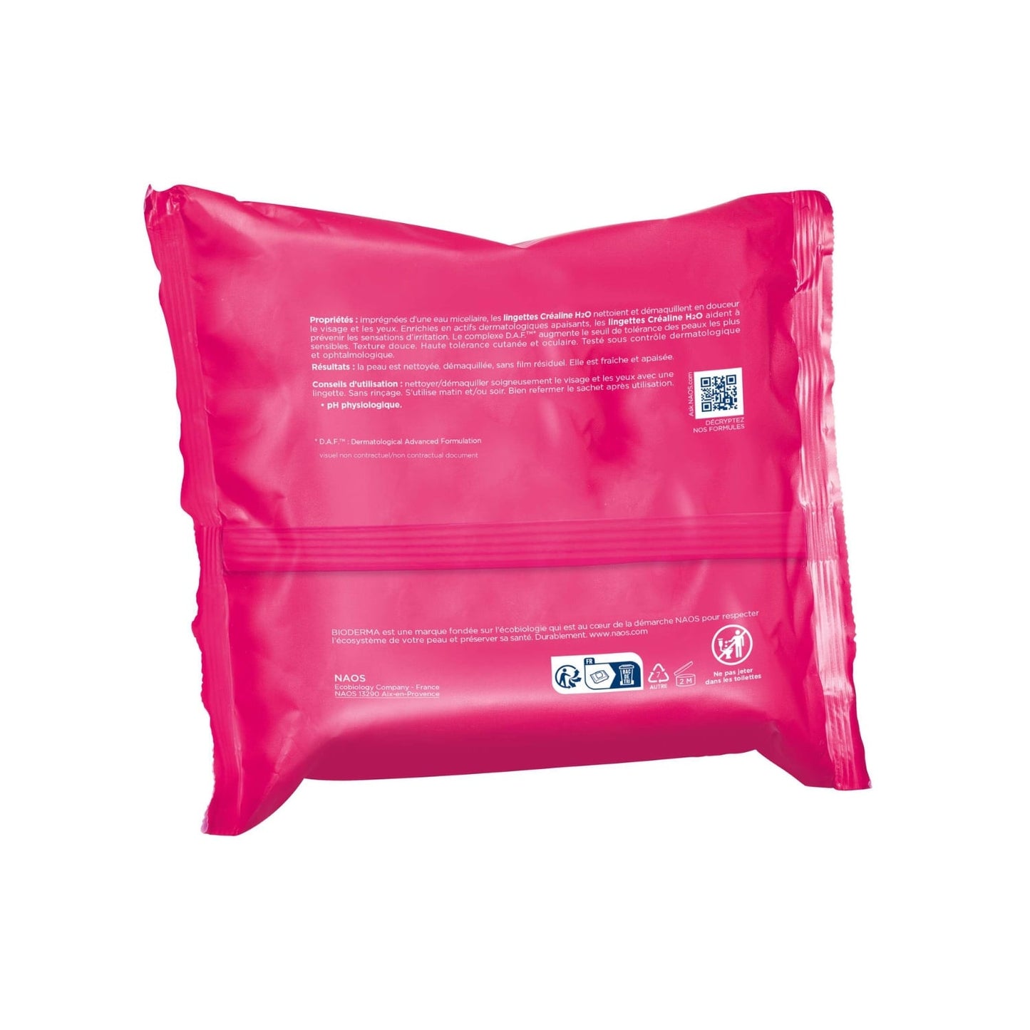 Lingettes démaquillantes Visage Yeux Peaux Sensibles Apaisante Créaline H2O BIODERMA 