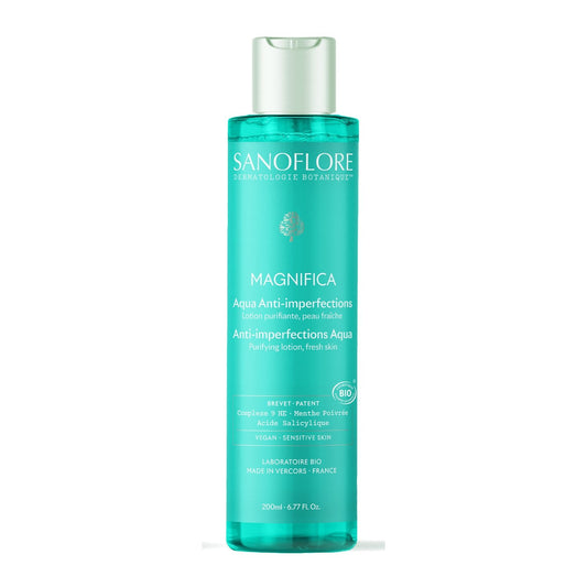 Lotion Peaux Normales Mixtes et Grasses à Tendance Acnéique Purifiante Matifiante et Lissante Aqua Magnifica Bio SANOFLORE le flacon de 200mL