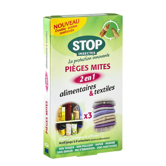 Anti-Mites Pièges Textiles 2en1 STOP INSECTE la boite de 3