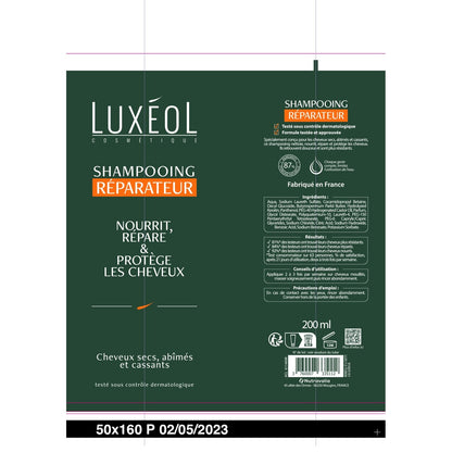 LUXEOL Keratin, Sheabutter und Provitamin B5 Reparaturshampoo für trockenes, geschädigtes und brüchiges Haar