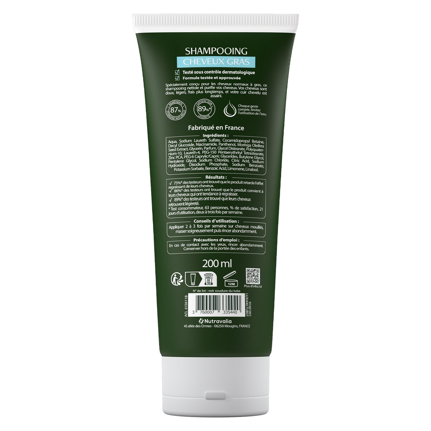 Shampoing Cheveux Gras Purifiant Assainissant Anti-regraissement LUXEOL 