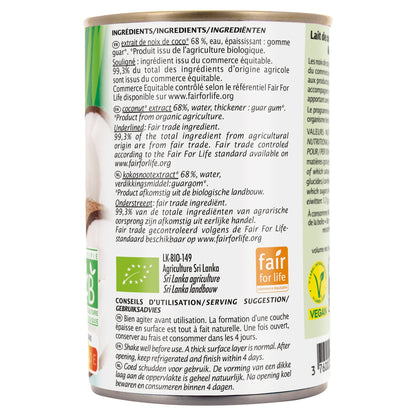 Lait de Coco Bio JARDIN BIO ETIC