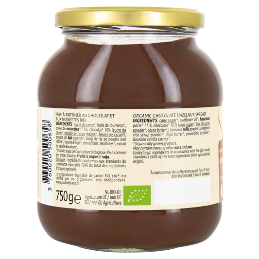 Pâte à Tartiner Chocolat Noisette Bio JARDIN BIO ETIC