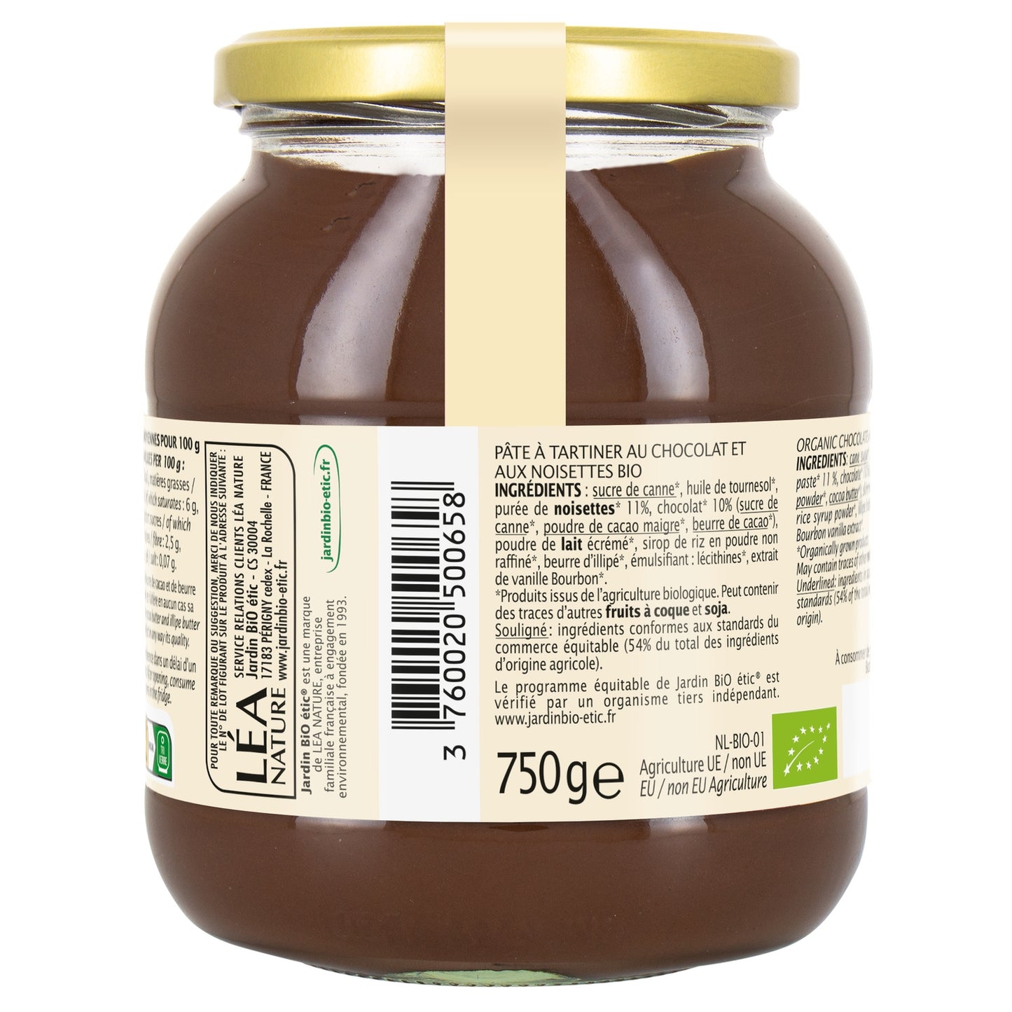Organic Chocolate Hazelnut Spread JARDIN BIO ETIC