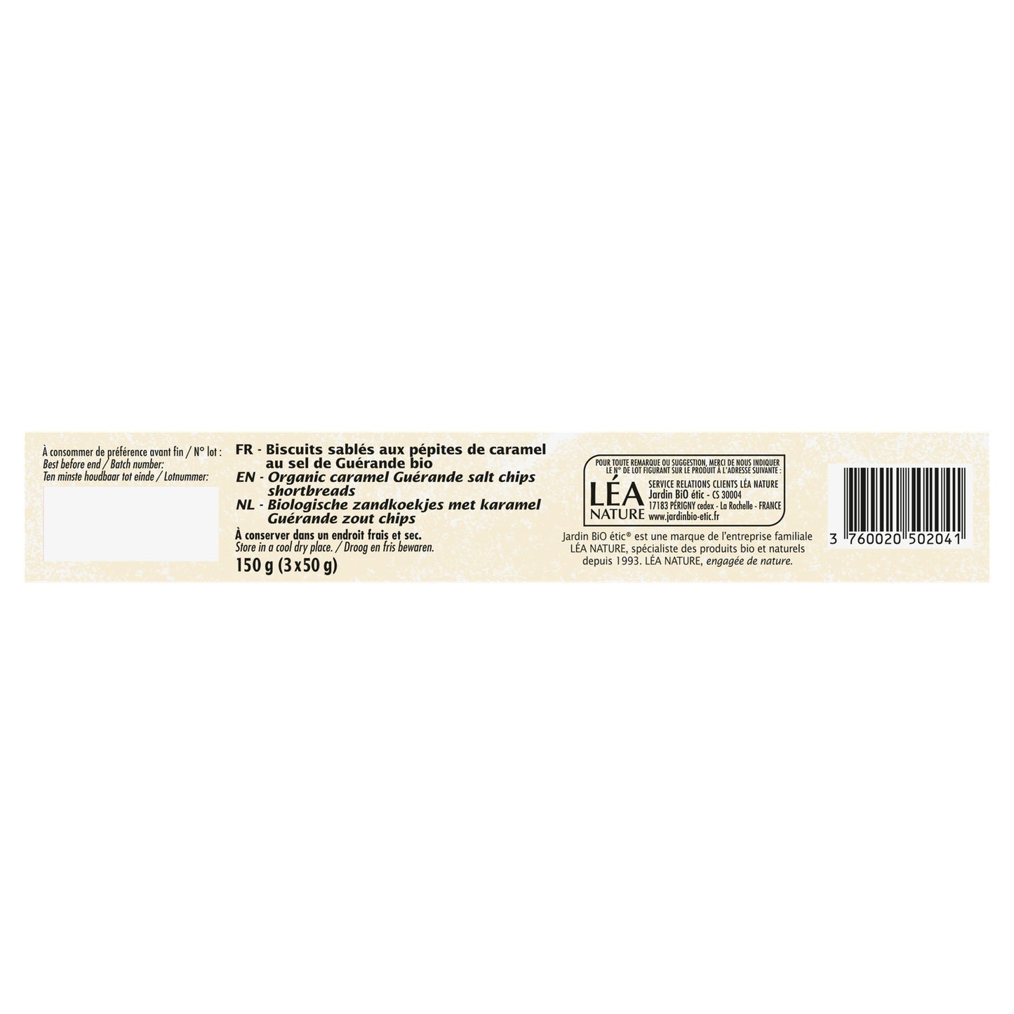 Organic Guérande Salt Caramel Shortbread Biscuits JARDIN BIO ETIC