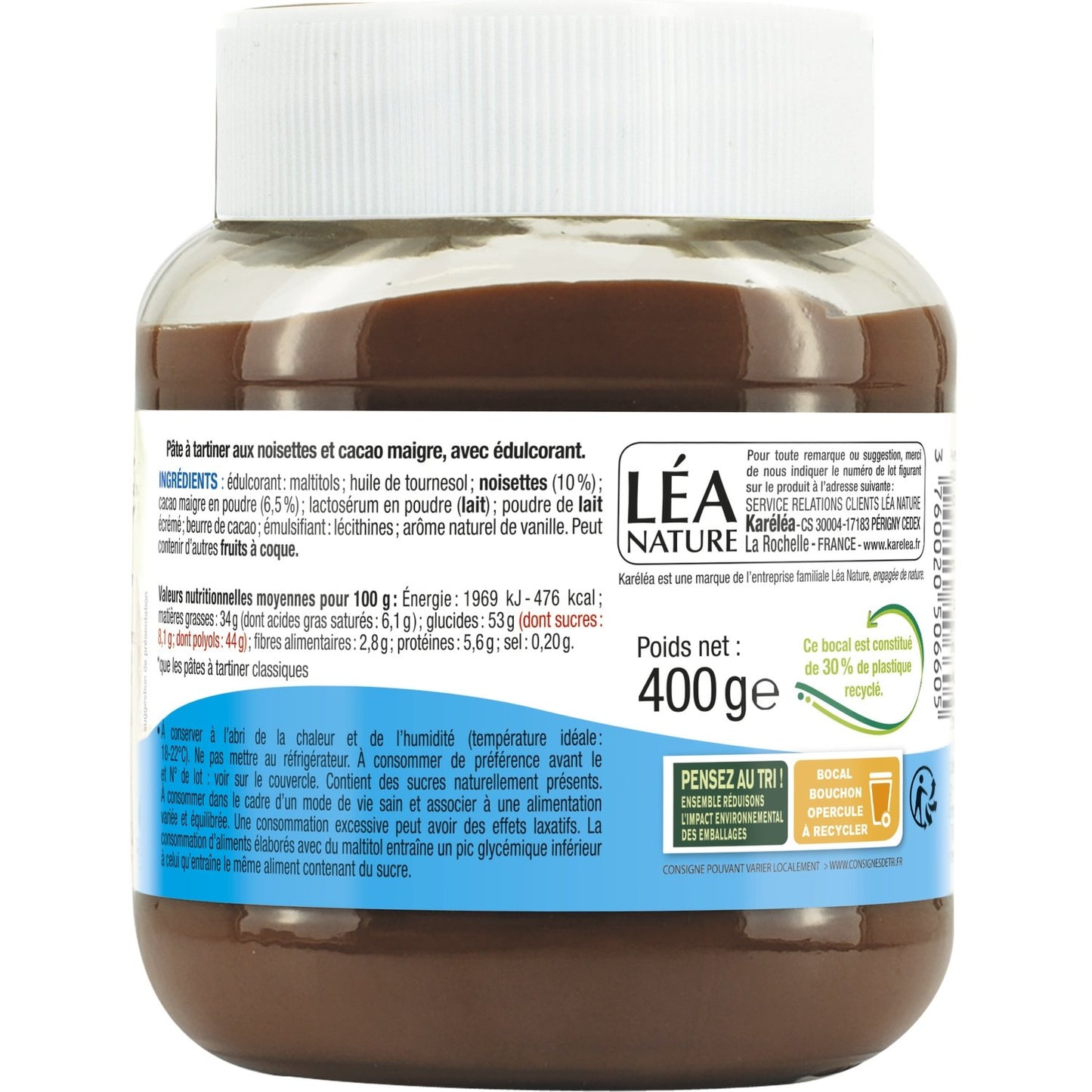 Pâte à Tartiner Noisettes/cacao Maigre KARELEA