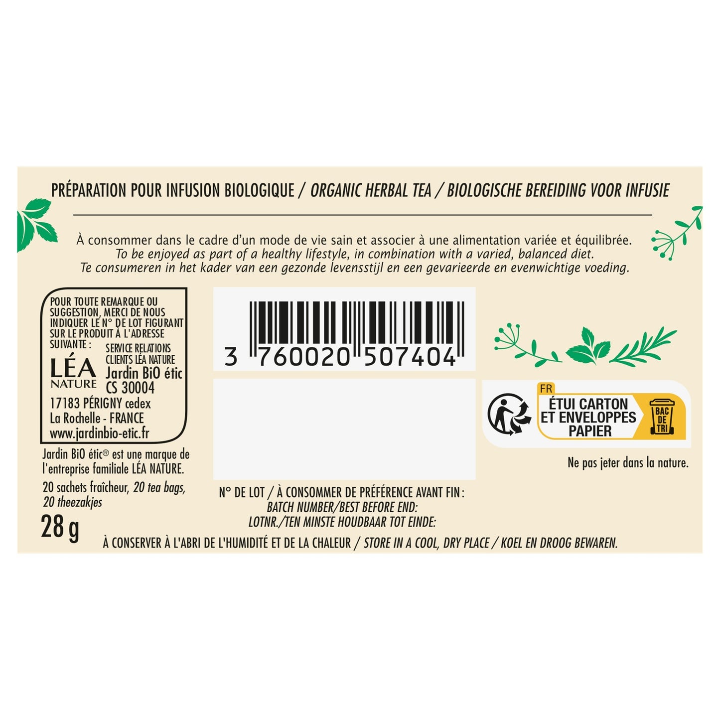 Infusion Thym Bio JARDIN BIO ETIC