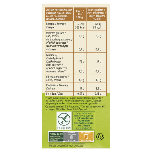 Tartines Craquantes Sarrasin Sans Gluten Bio JARDIN BIO ETIC