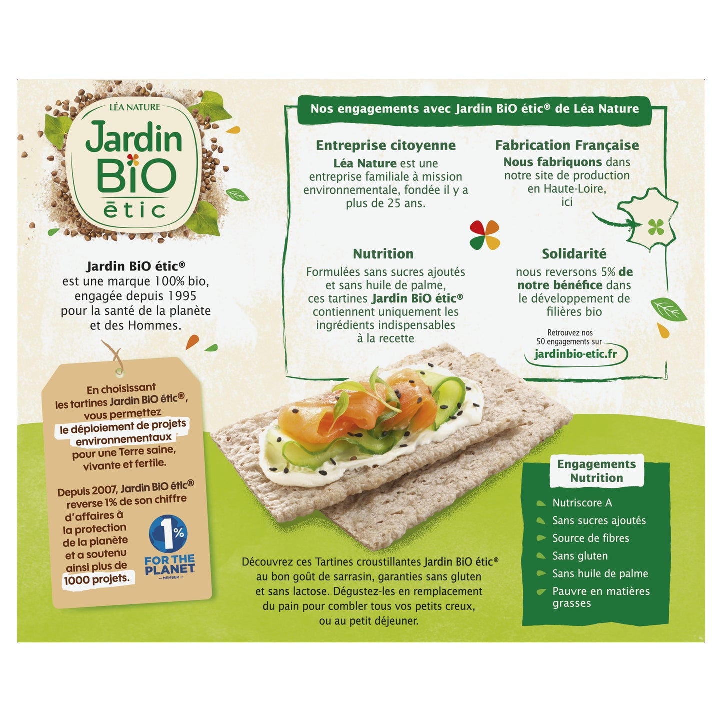 Tartines Craquantes Sarrasin Sans Gluten Bio JARDIN BIO ETIC