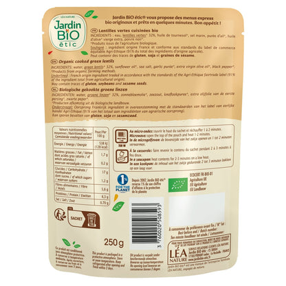 Organic Green Lentil Meal from Jardin Bio Etic