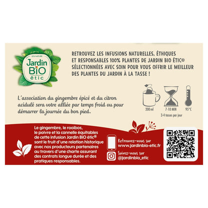 Organic Ginger Lemon Infusion JARDIN BIO ETIC