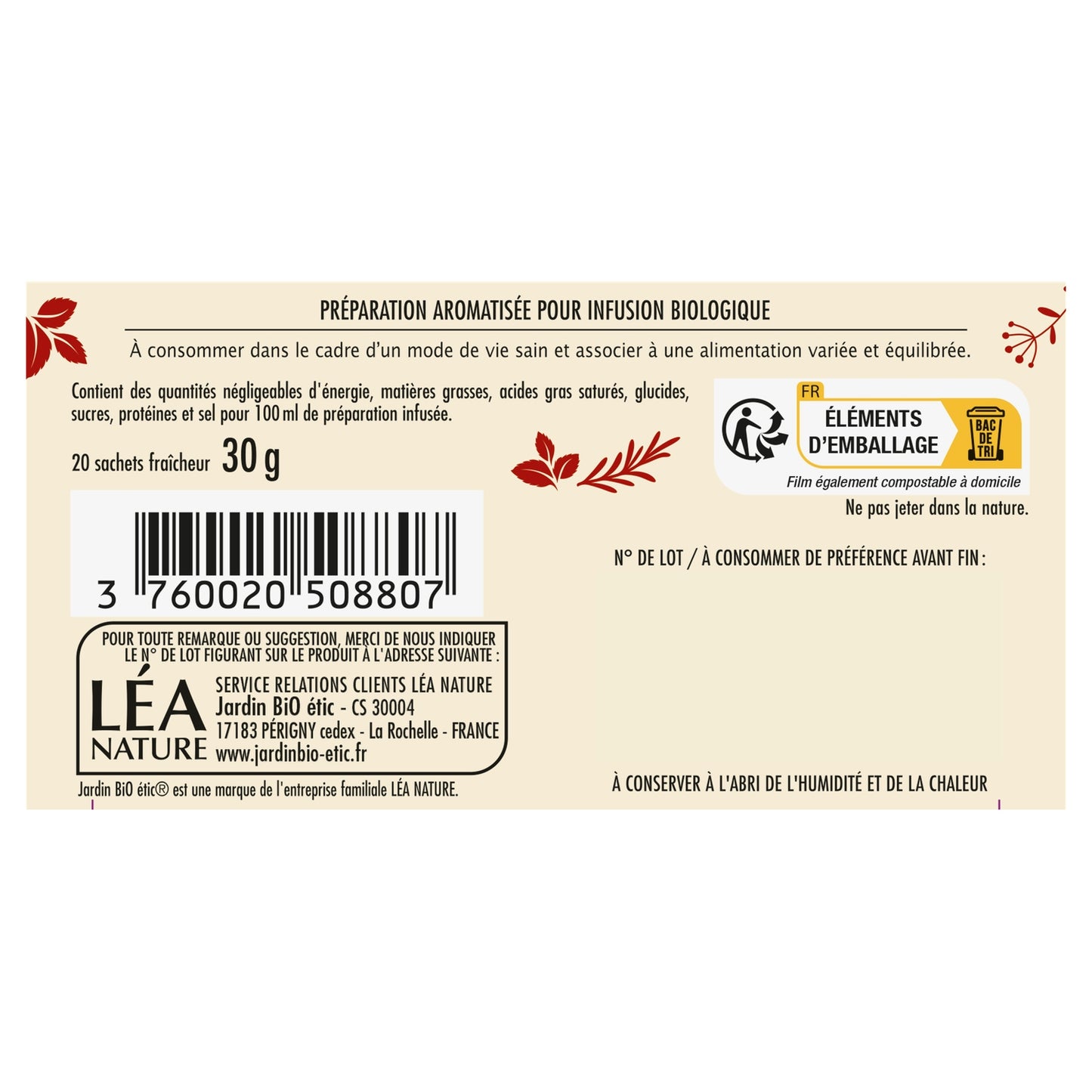 Organic Ginger Lemon Infusion JARDIN BIO ETIC