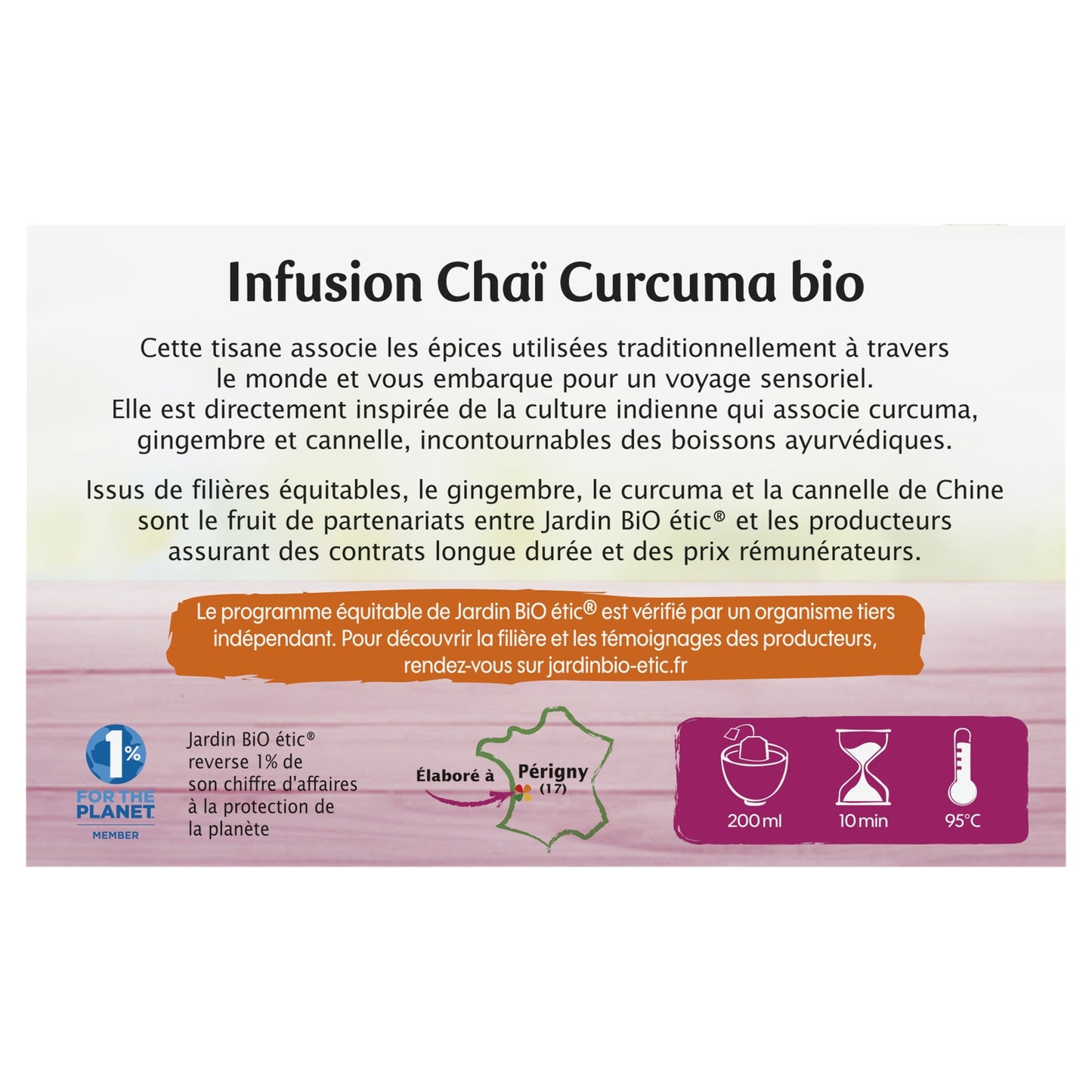 Organic Chai Turmeric Infusion JARDIN ORGANIC ETIC