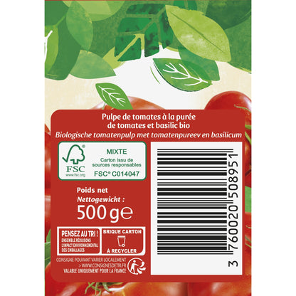 Organic Tomato Pulp with Basil JARDIN BIO ETIC