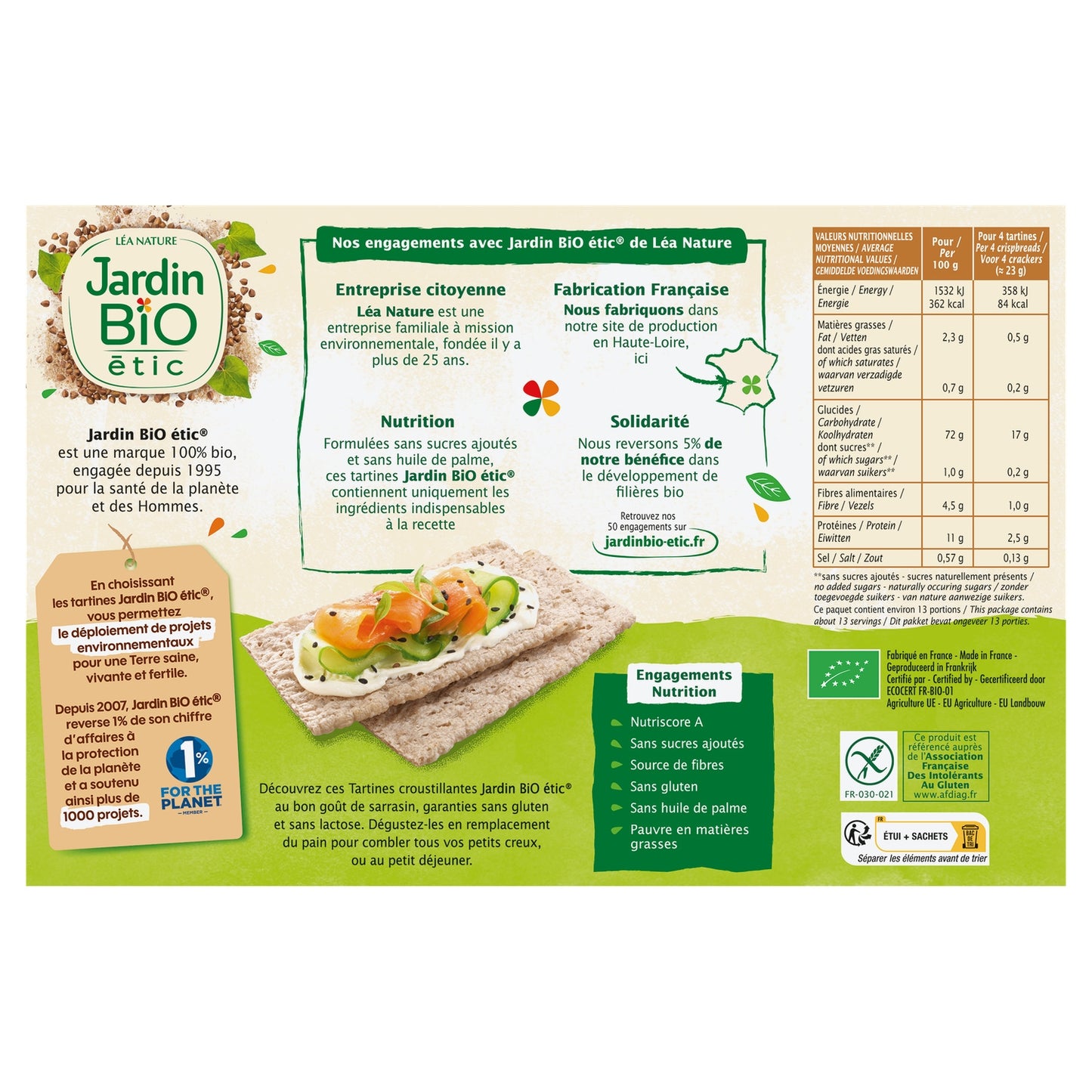 Organic Buckwheat Crispy Toasts JARDIN BIO ETIC