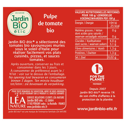 Organic Tomato Pulp JARDIN BIO ETIC