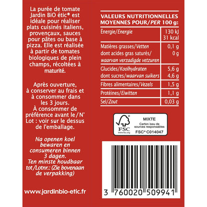 Organic Tomato Puree JARDIN BIO ETIC