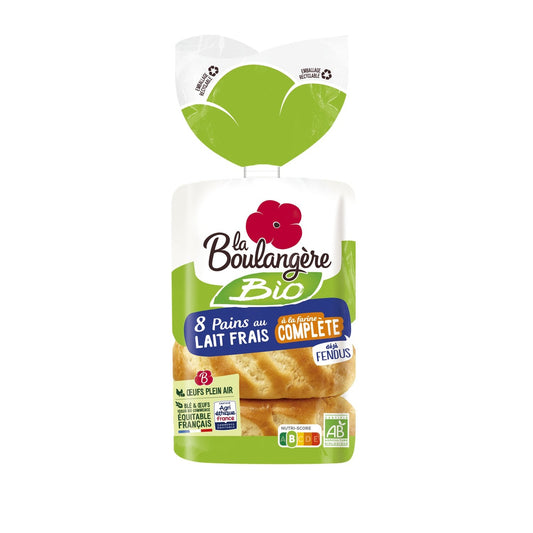 Pains au Lait Bio à la Farine Complète LA BOULANGERE le sachet de 8 - 280g