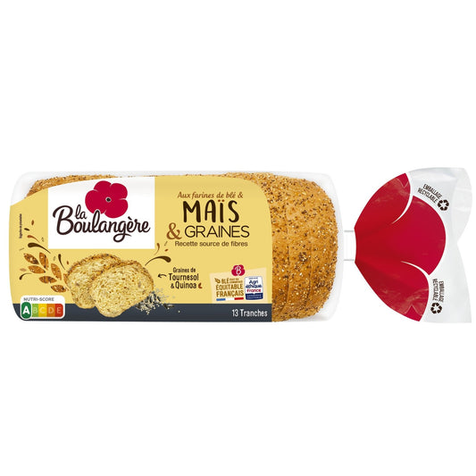 Pain Spécial au Maïs Quinoa Tournesol LA BOULANGERE le sachet de 270 g