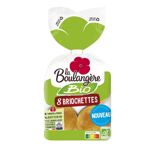 Briochette Nature Bio LA BOULANGERE le paquet de 8 briochettes