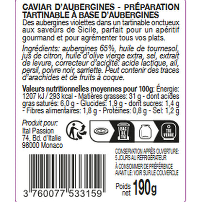 Caviar d'Aubergines à Tartiner FLORELLI