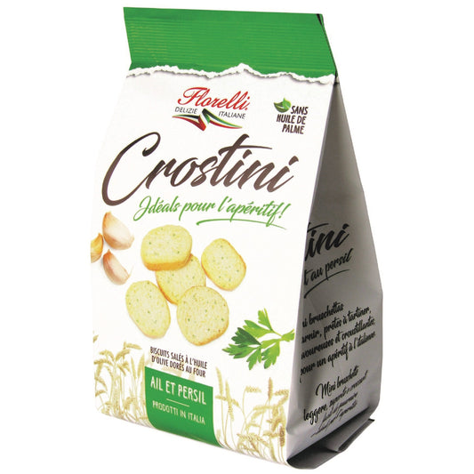 Biscuits Apéritifs Crostini Ail & Persil FLORELLI le paquet de 100g