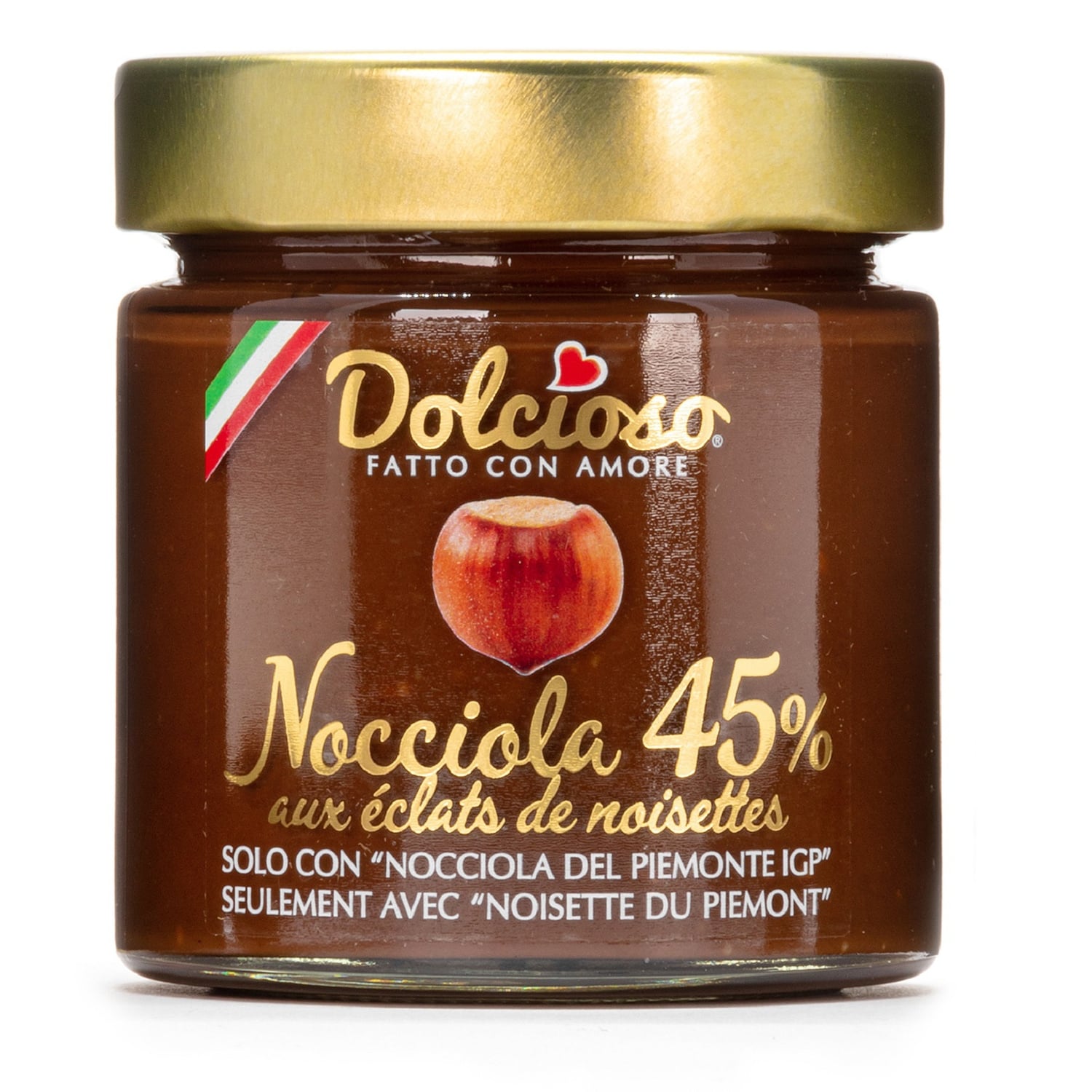 Pâte à Tartiner nocciola 45% aux éclats de noisettes DOLCIOSO 