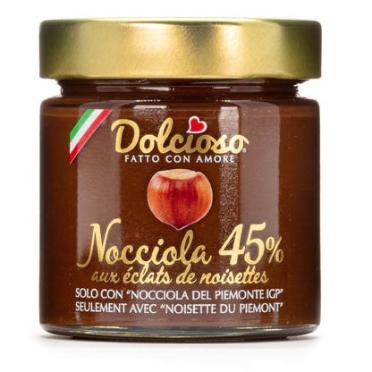 Pâte à Tartiner nocciola 45% aux éclats de noisettes DOLCIOSO 