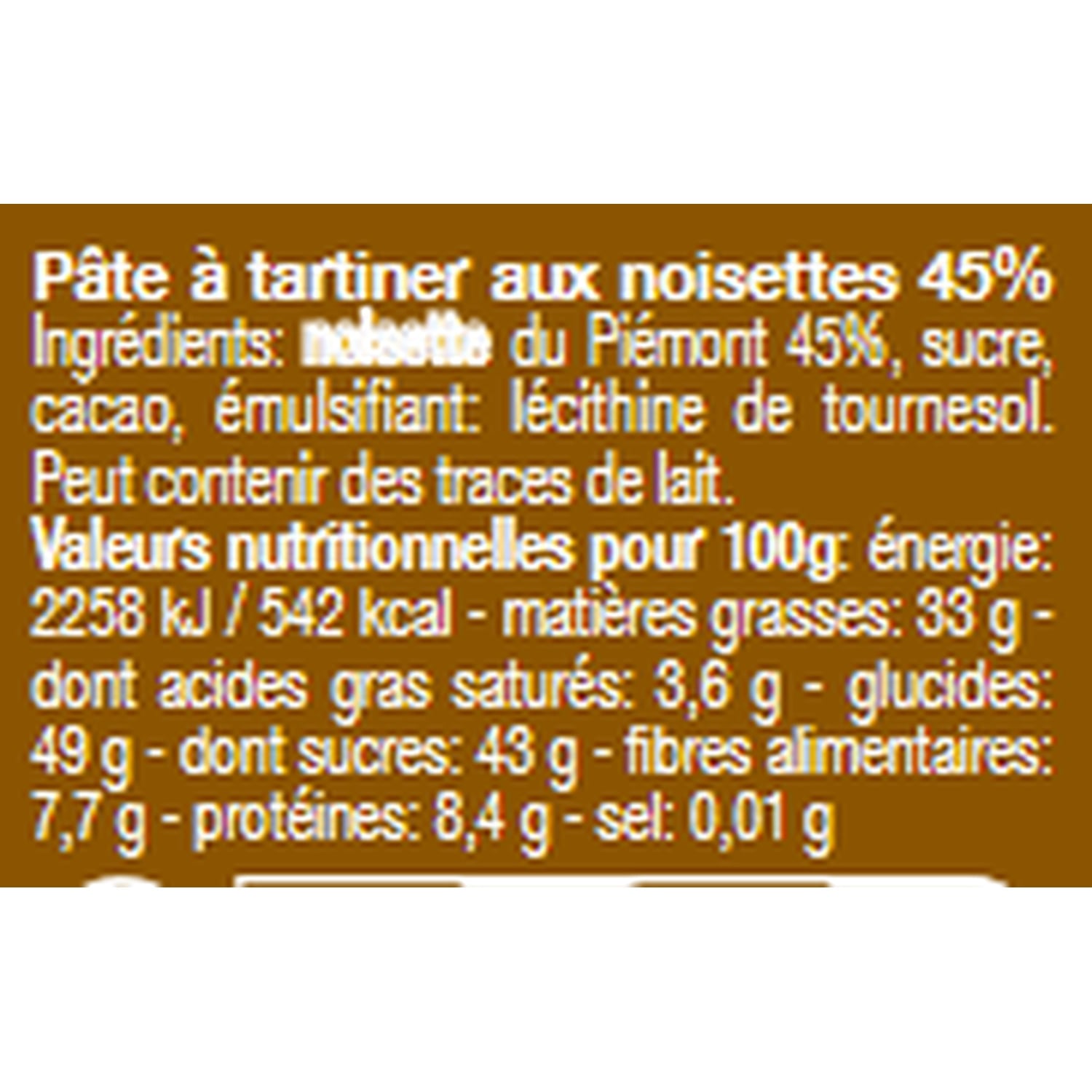 Pâte à Tartiner nocciola 45% aux éclats de noisettes DOLCIOSO 