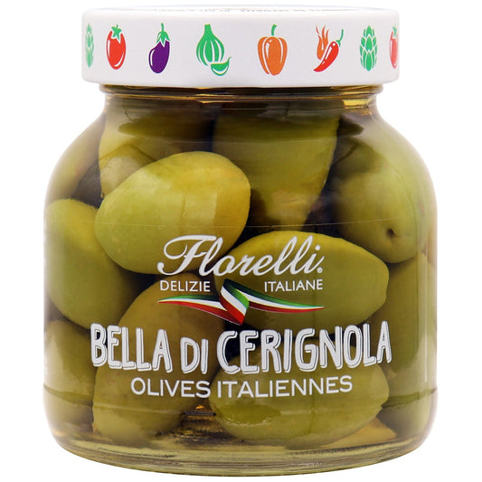 Olives Vertes Entieres Italienne FLORELLI le pot de 320g