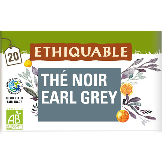 Thé Noir Earl Grey Darjeeling Bio ETHIQUABLE la boite de 20 sachets