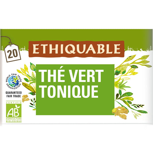 Thé Vert Tonique Ceylan Bio ETHIQUABLE la boite de 20 sachets