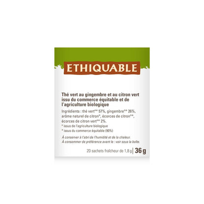 Thé Vert Gingembre Citron Vert Ceylan Bio ETHIQUABLE