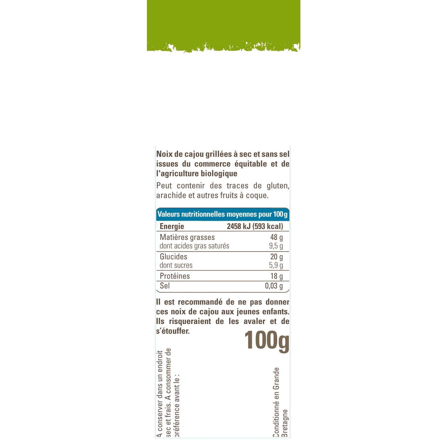 Noix de Cajou Grillées A Sec Sans Sel Bio ETHIQUABLE