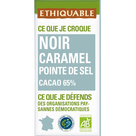 Tablette de Chocolat Noir Caramel Sel Pérou Haïti Bio ETHIQUABLE la tablette de 100g