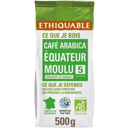 Café Moulu Pur Arabica Equateur Bio ETHIQUABLE le paquet de 500g