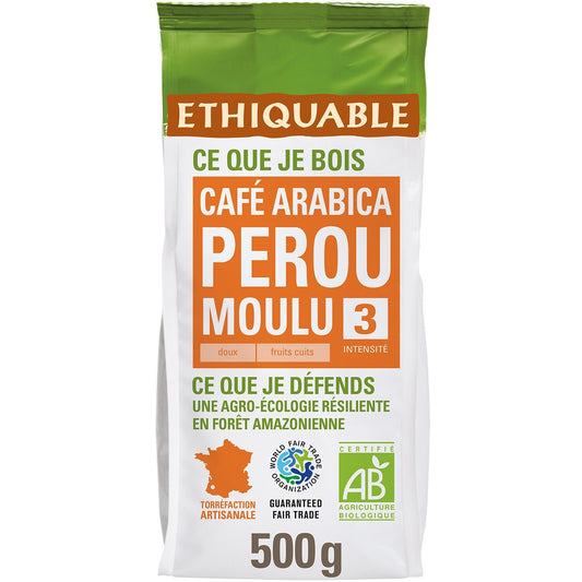Café Moulu Pur Arabica Perou Bio ETHIQUABLE le paquet de 500g