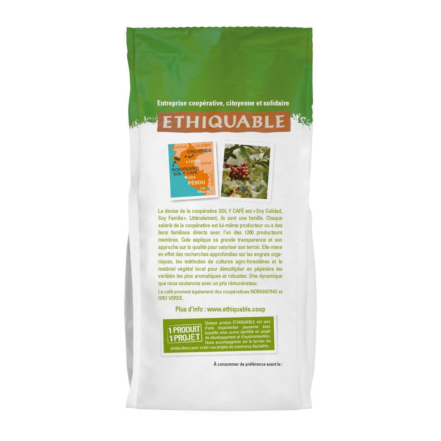 Café en Grains Pur Arabica Pérou Bio ETHIQUABLE