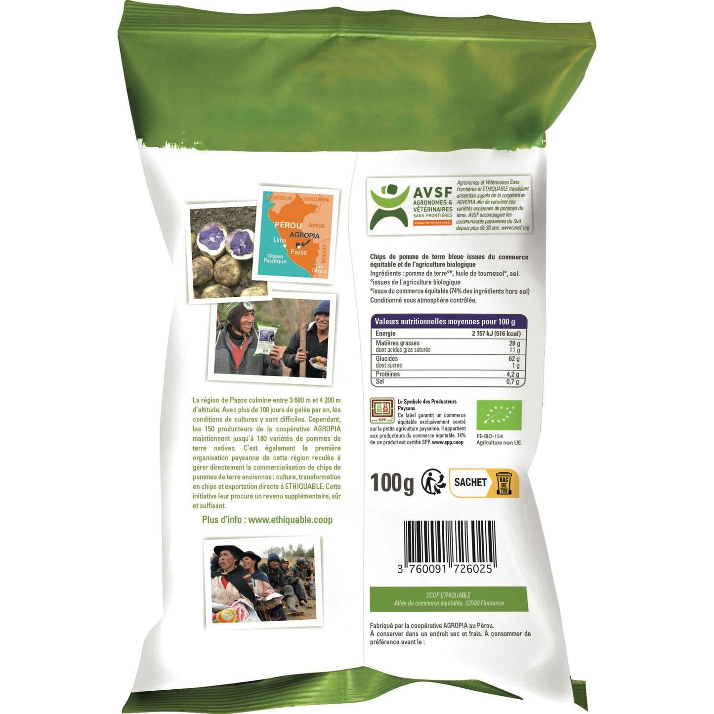 Chips Pomme de Terre Bleues Nature Bio ETHIQUABLE