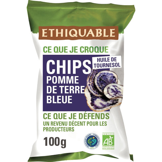 Chips Pomme de Terre Bleues Nature Bio ETHIQUABLE le sachet de 100 g
