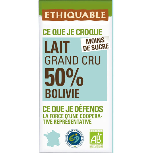 Chocolat au Lait 50% Cacao Madagascar Bio ETHIQUABLE
